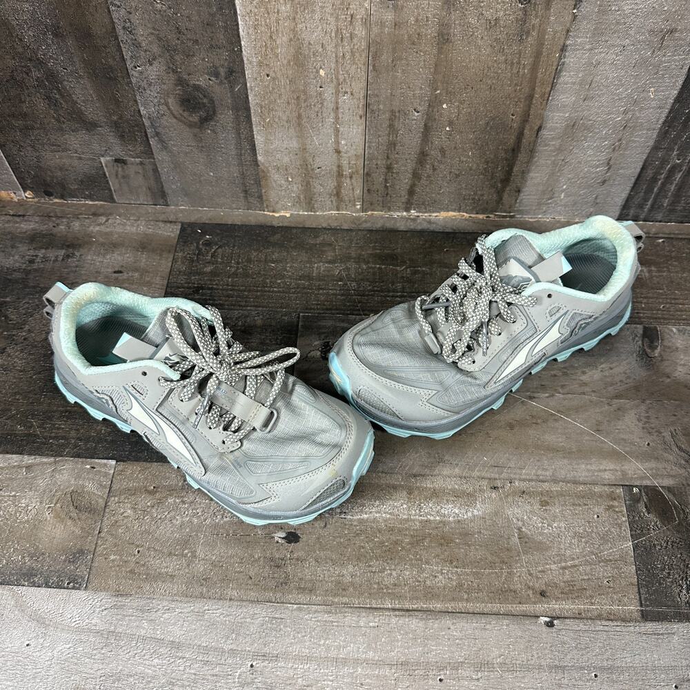 Altra Lone Peak 4.5 Women's 7 Gray Teal Trail Hike Running Shoes AL0A4QTX246